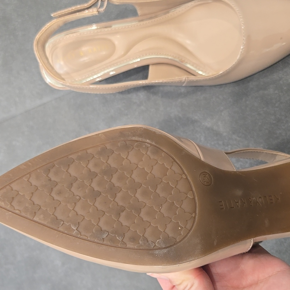 Kelly & Katie Beige Patent Pointed Toe Slingback Pump - Picture 5 of 8
